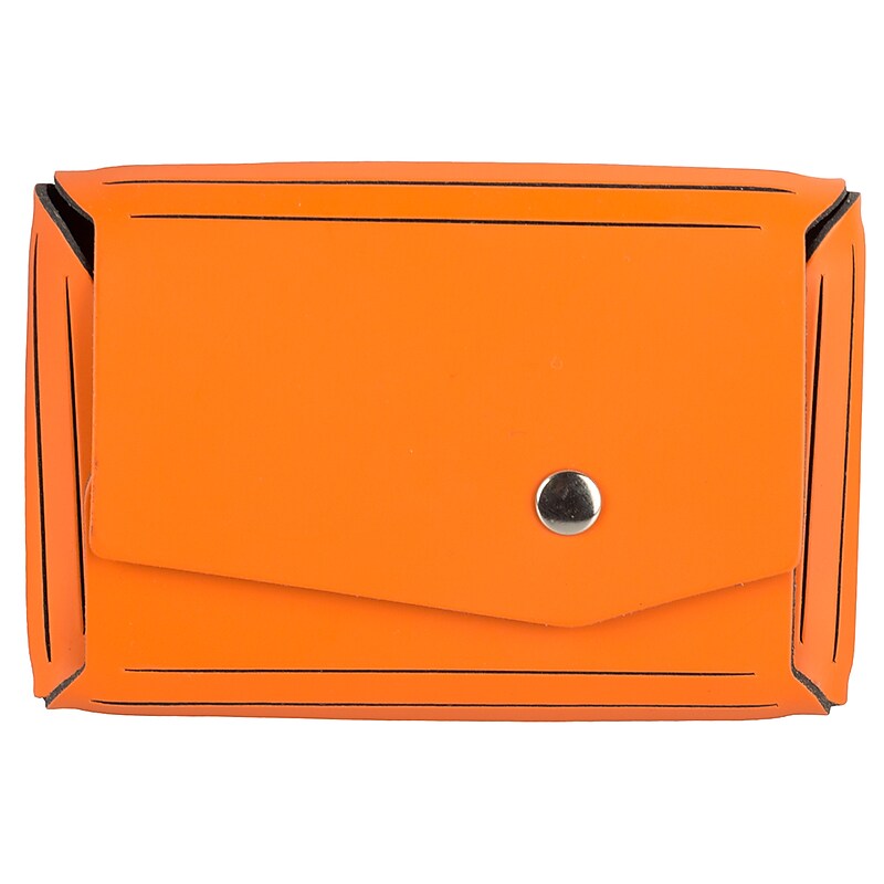 JAM Paper® Italian Leather Business Card Holder Case with Angular Flap, Orange, Sold Individually (233329907) image 1