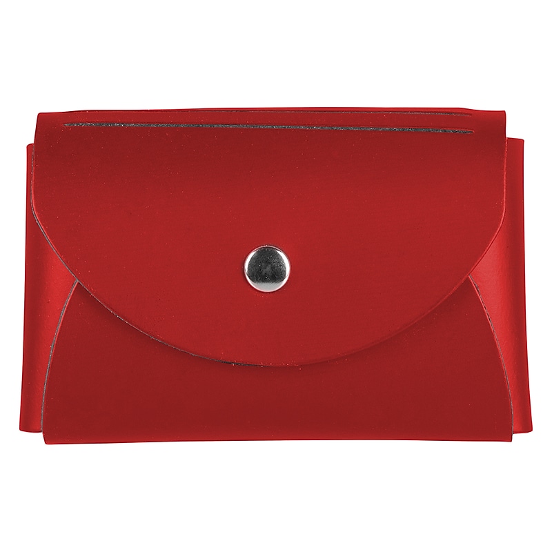 JAM Paper® Italian Leather Business Card Holder Case with Round Flap, Red, Sold Individually (2233317457) image 1