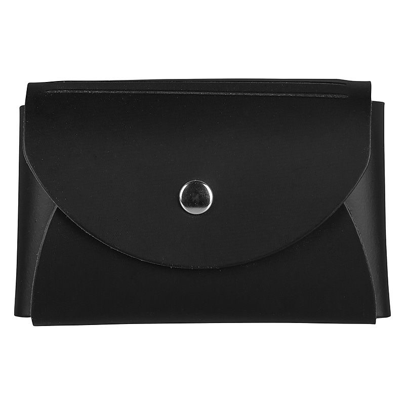 JAM Paper® Italian Leather Business Card Holder Case with Round Flap, Black, Sold Individually (2233317456) image 1