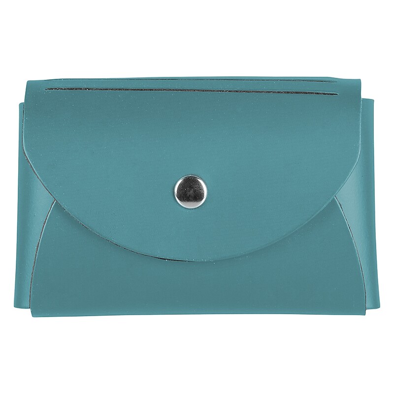 JAM Paper® Italian Leather Business Card Holder Case with Round Flap, Teal Blue, Sold Individually (2333299089) image 1