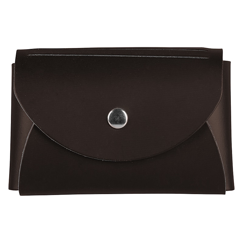 JAM Paper® Italian Leather Business Card Holder Case with Round Flap, Dark Brown, Sold Individually (2233317454) image 1