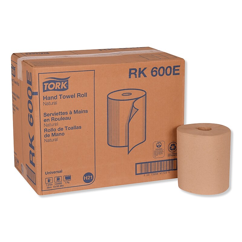Tork Hardwound Paper Towels, 1-ply, 600 ft./Roll, 12 Rolls/Carton (TRKRK600E) image 1