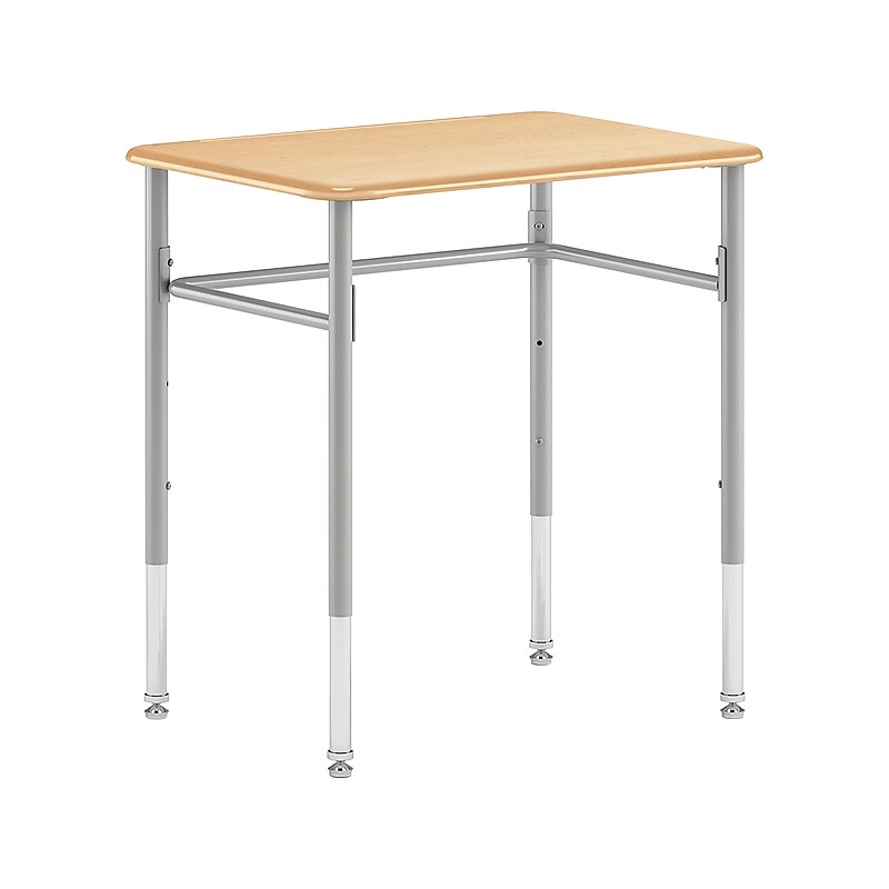 HON SmartLink 26"W Rectangle Student Desk, Natural Maple/Platinum Metallic (HLDV-MRECT2026A.E.DD.T1) image 1