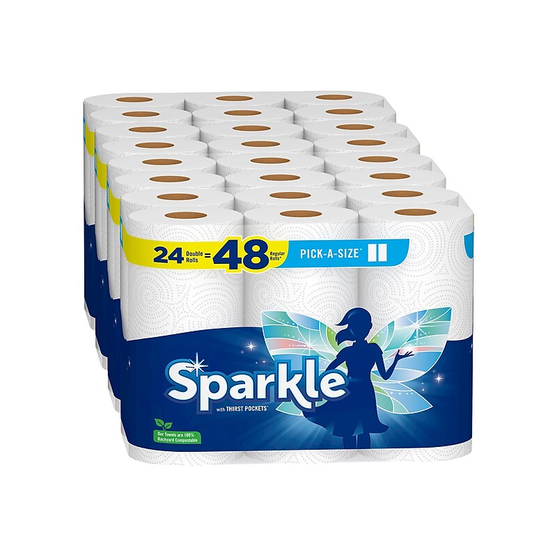 Sparkle Pick-A-Size with Thirst Pockets Paper Towels, 2-ply, 110 Sheets/Roll, 24 Rolls/Pack (22264/50) image 1