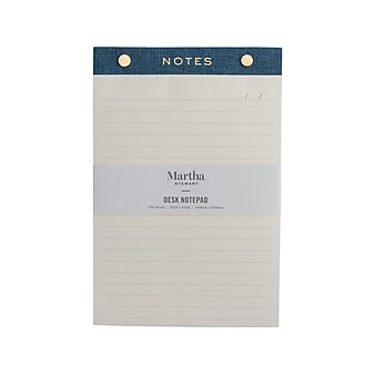 Martha Stewart Desk Notepad, Wide-Ruled, 5.5" x 8.25", Navy, 150 Sheets/Pad (MS110G)