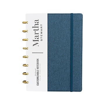 Martha Stewart Discbound Customizable Notebook, 6.38" x 9", Ruled, 60 Sheets, Navy (MS110P)