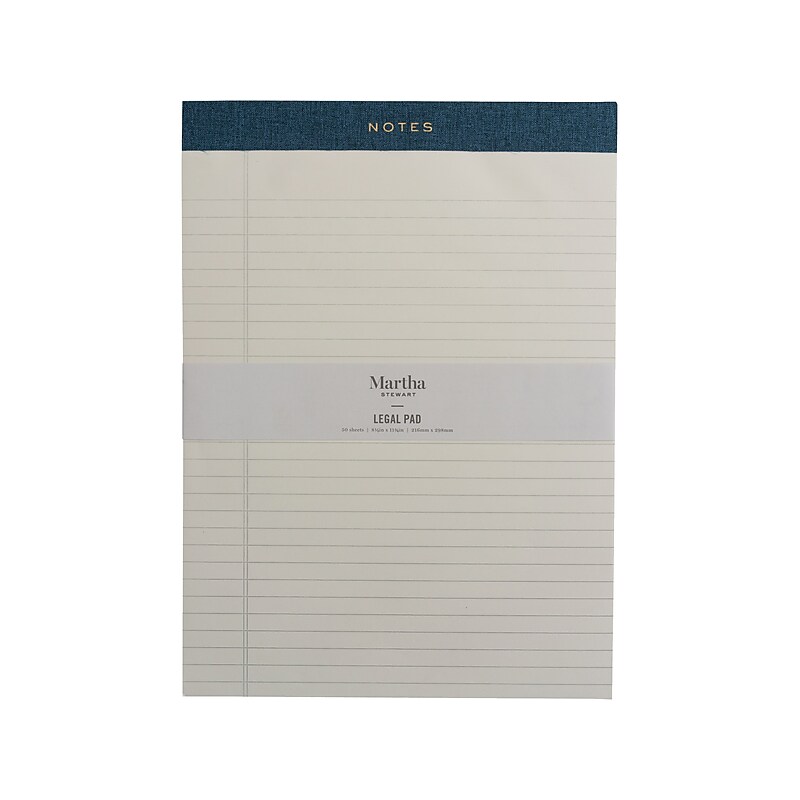 Martha Stewart Notepad, 8.5" x 11.75", College-Ruled, Navy, 50 Sheets/Pad (MS110L) image 1