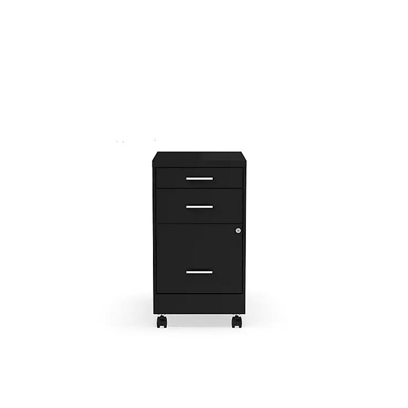 Staples 3-Drawer Mobile Vertical File Cabinet, Letter Size, Lockable, 25.7"H x 14.3"W x 19.9"D, Black (ST52156-CC) image 1