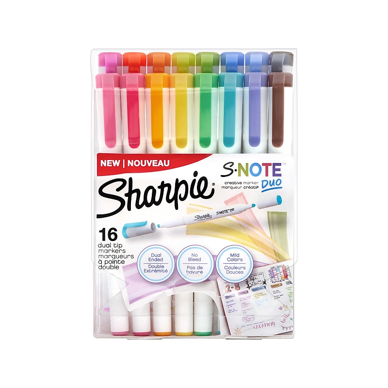 Sharpie S-Note Duo Art Markers, Twin Tip, Assorted Colors, 16/Pack (2154174) image 1