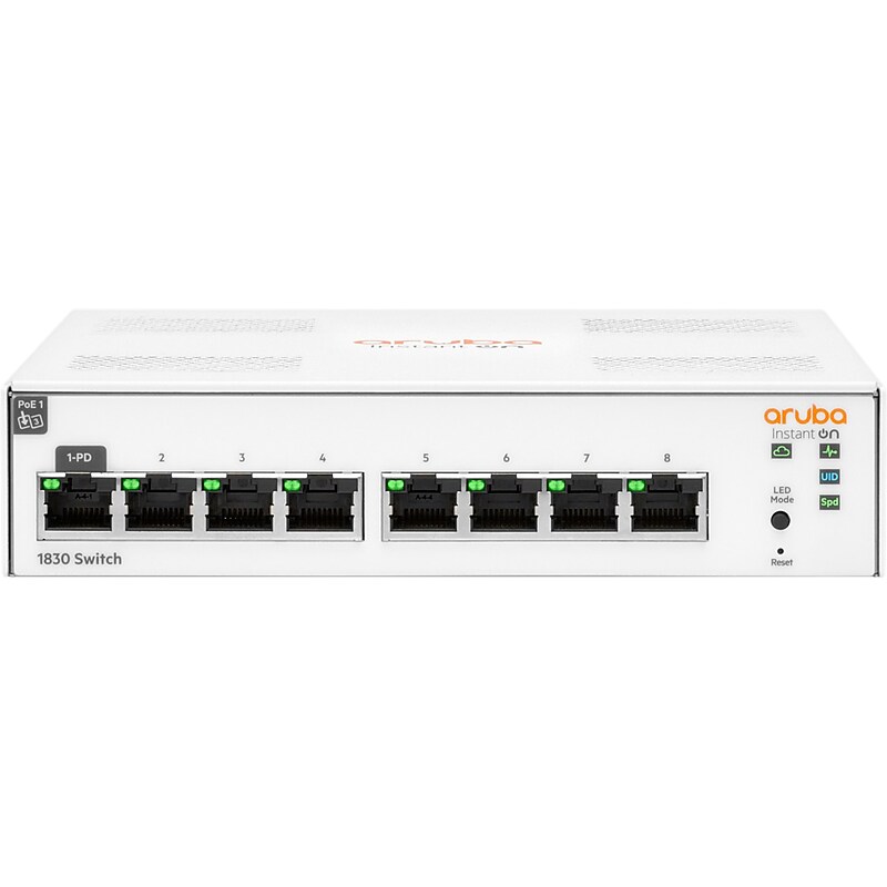 Aruba Instant On 1830 8-Port Gigabit Ethernet Managed Switch, 10/100/1000 Mbps, White (JL810A#ABA) image 1