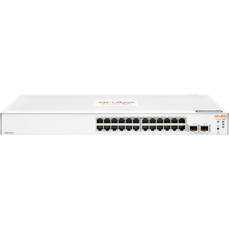 Aruba Instant On 1830 24-Port Gigabit Ethernet Managed Switch, 10/100/1000 Mbps, White (JL813A#ABA) image 1
