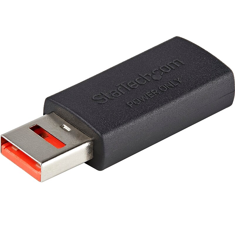 StarTech Secure Charging USB Data Blocker Adapter, Male to Female, Black (USBSCHAAMF) image 1