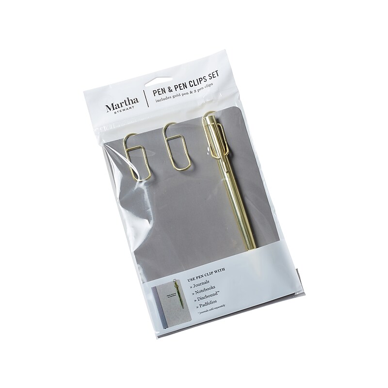 Martha Stewart Pen and Pen Clip Set, Gold (MS109J) image 1