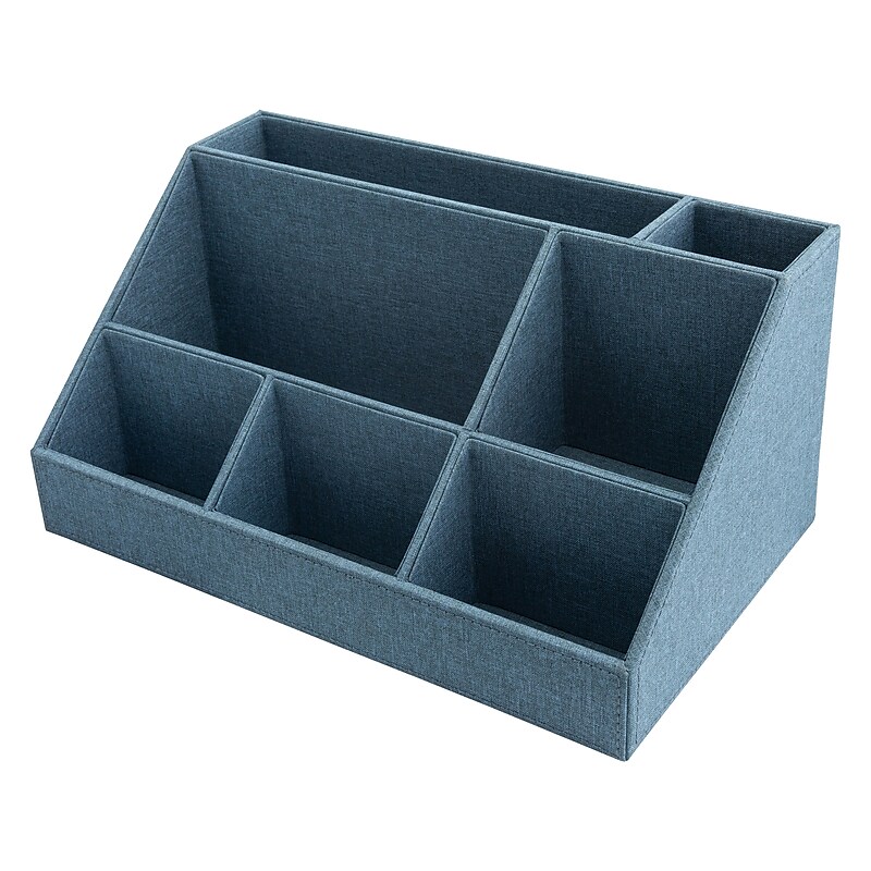 Martha Stewart 7-Compartment Faux Leather Desk Caddy, Navy (MS110D) image 1