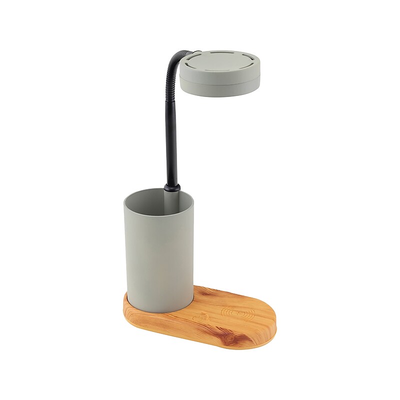V-Light LED Desk Lamp, 18.75", Gray/Wood Grain (VLC0052WUG) image 1