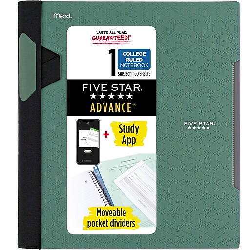 Five Star 1-Subject Notebooks, 8.5 x 11, College Ruled, 100 Sheets, Each  (06322)