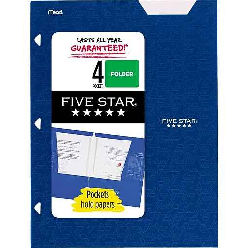 Five Star 4Pocket Laminated Folder, Assorted Colors (33106) Staples