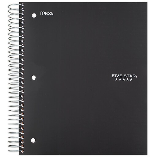 Five Star 5Subject Subject Notebooks, 8" x 10.5", Wide Ruled, 200