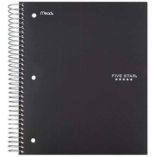 Five Star Spiral Notebook 5 Subject Wide Ruled Paper 200 Sheets 10-1/2" x 8" 