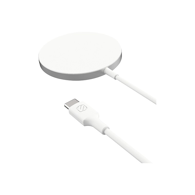 scosche MagSafe Wireless USB-C Charging Pad, 6 ft., 15W, White (MSQPWT-SP) image 1