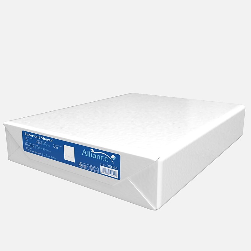 Alliance Pre-Perforated 8.5" x 11", Bond Paper, 24 lbs., 92 Brightness, 500 Sheets/Ream (30044) image 1