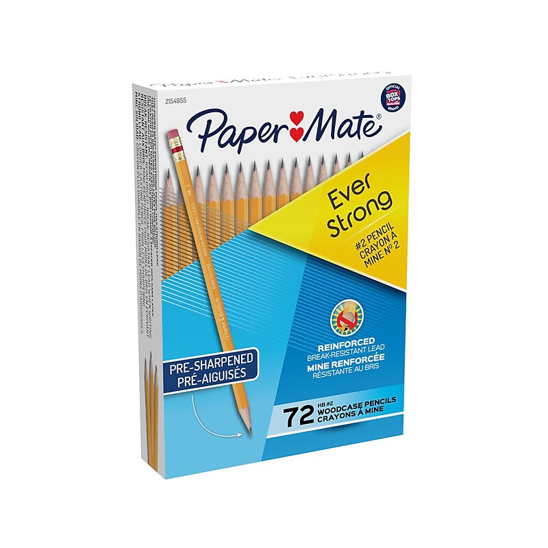 Paper Mate EverStrong Erasable Woodcase Pencil, Black, 72/Box (2154955) image 1