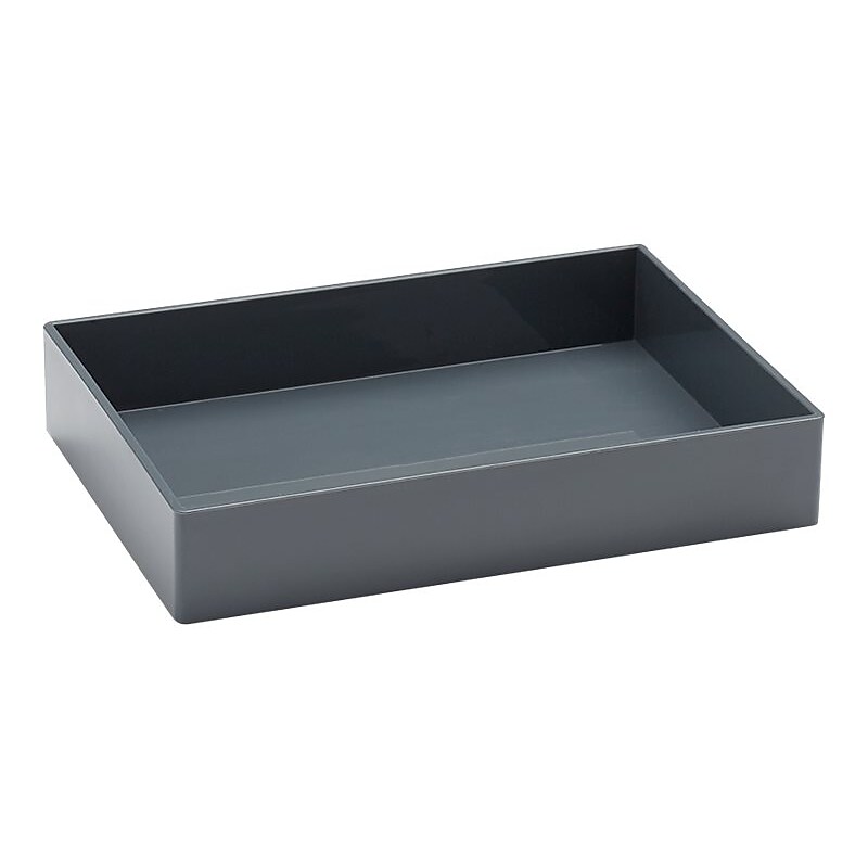Poppin Half Stack Plastic Accessory Tray, Dark Gray (102708) image 1
