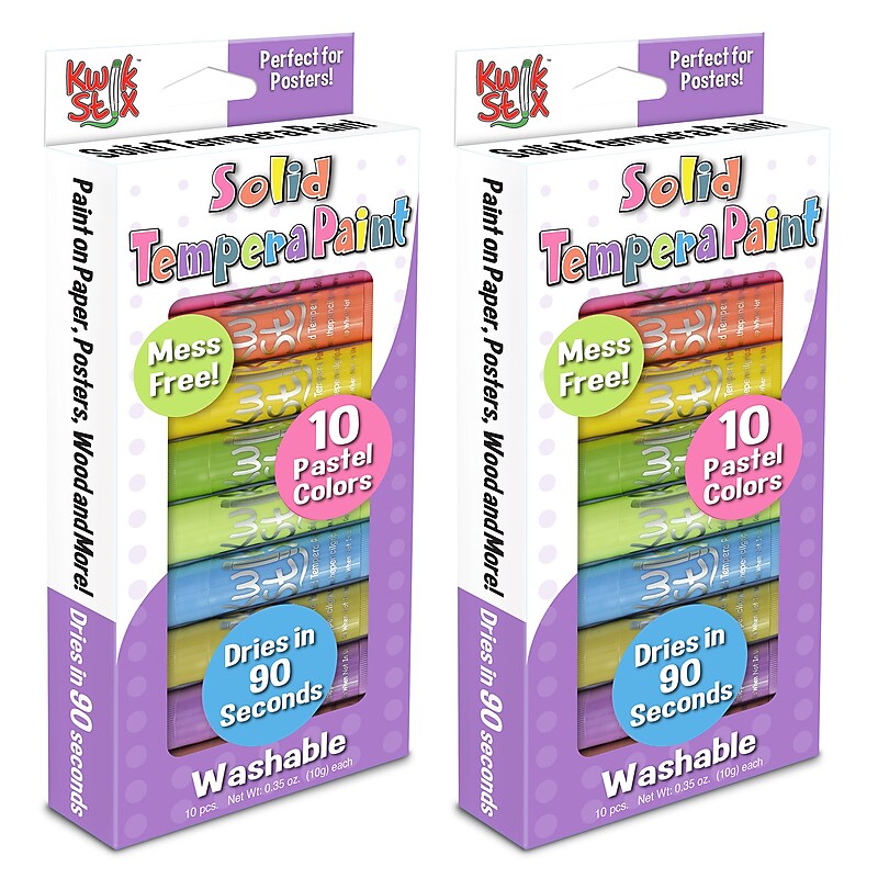 The Pencil Grip Kwik Stix Pastel Tempera Paint, Assorted Colors, 10/Pack, 2 Packs/Bundle (TPG680-2) image 1