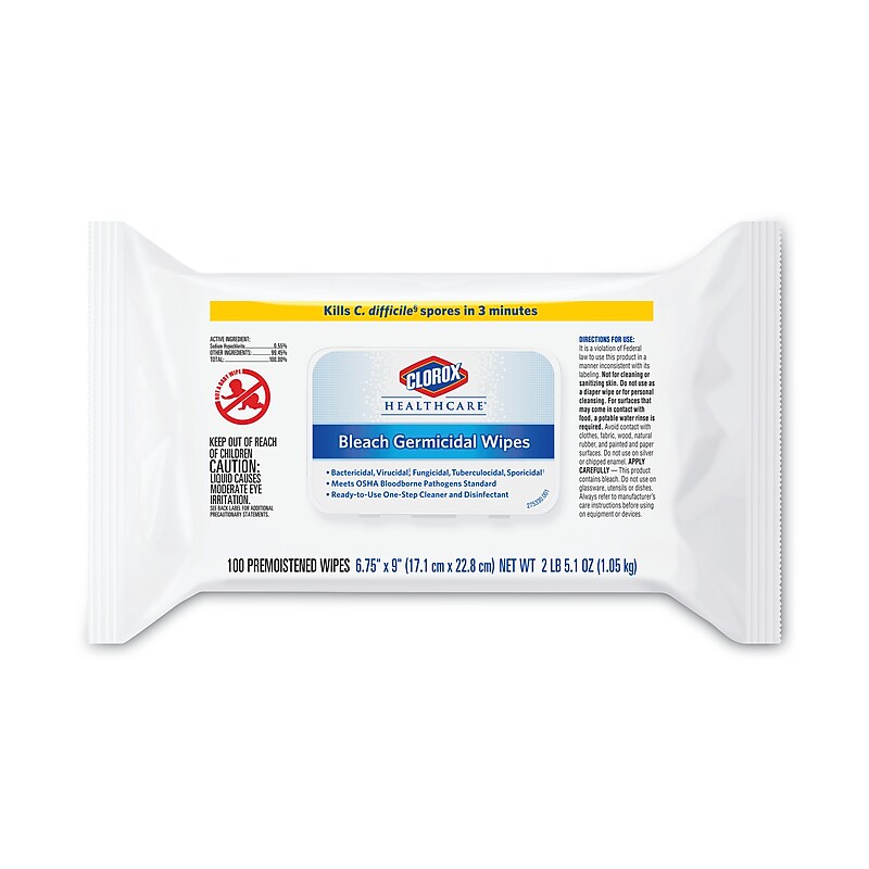 Clorox Healthcare Disinfecting Wipes, 100 Wipes/Flat Pack, 6/Pack image 1