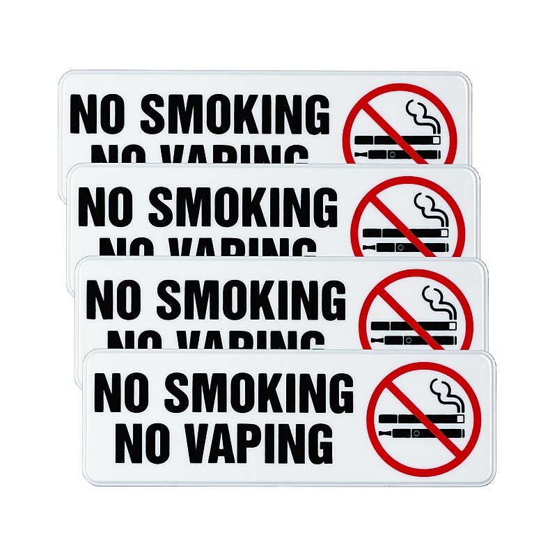Excello Global Products No Smoking No Vaping Indoor/Outdoor Wall Sign, 9" x 3", Multicolor, 4/Pack (EGP-HD-0175-S) image 1