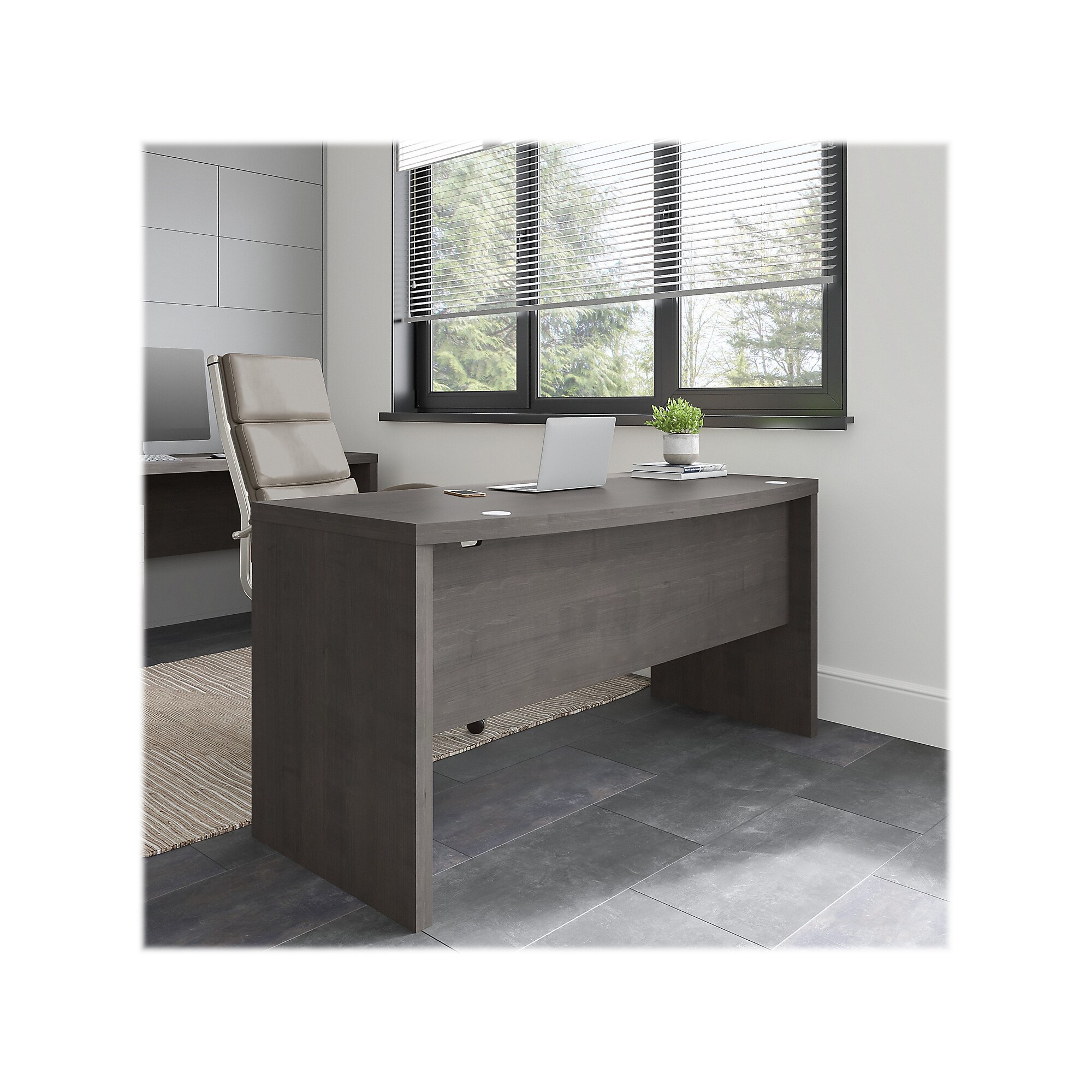 Bush Business Furniture Echo 60″W Bow Front Desk, Charcoal Maple (KI60305-03) Sansujyuku sansujyuku.com