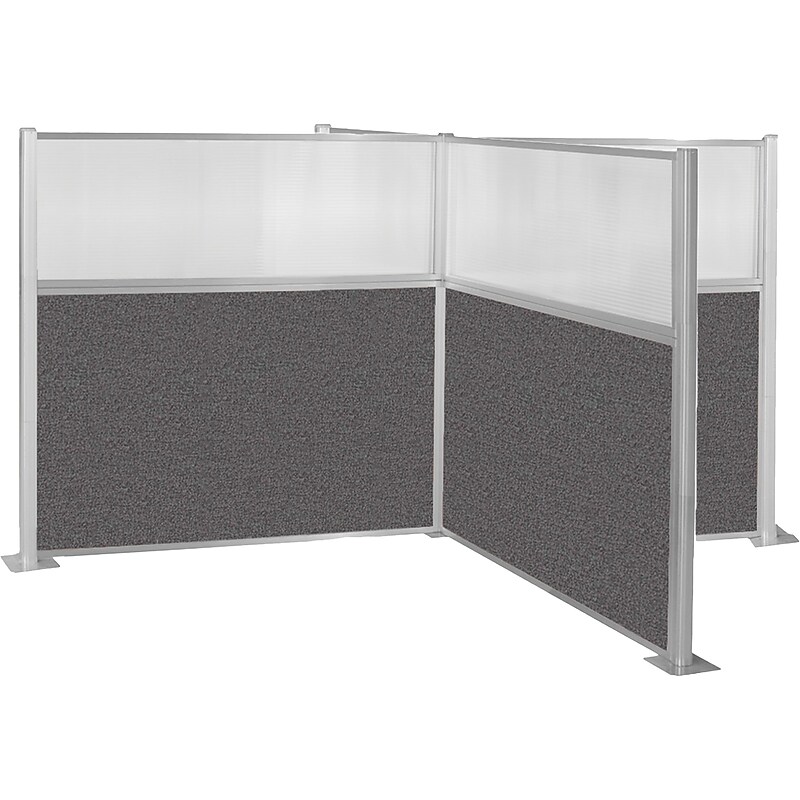 Versare Freestanding Hush Cubicle Kit with Windows, 6"H x 12"W, Charcoal Gray/Clear Fabric/Polycarbonate (1851602) image 1