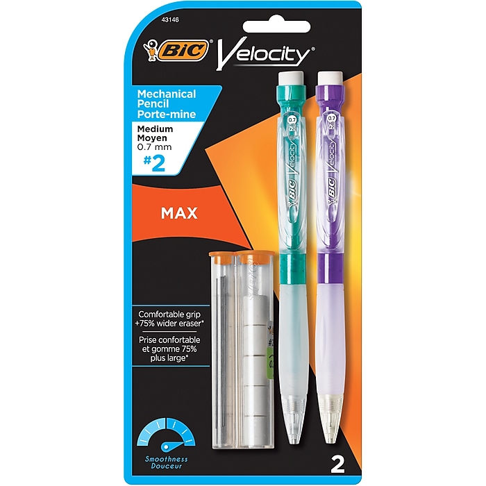 BIC Velocity Max Mechanical Pencil, 0.7mm, #2 Hard Lead, 2/Pack