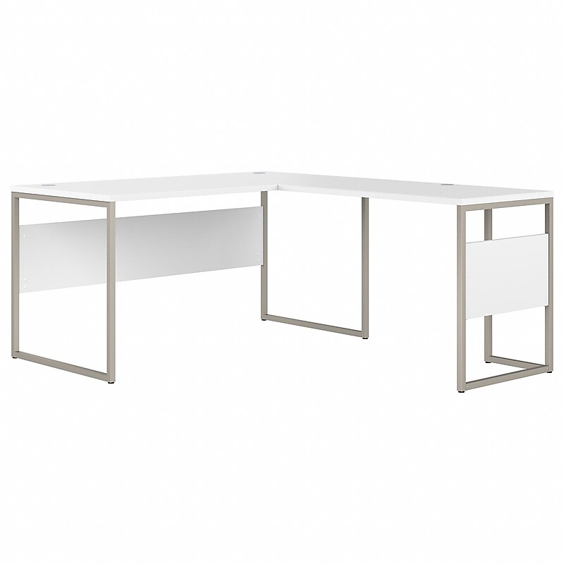 Bush Business Furniture Hybrid 60"W L Shaped Table Desk with Metal Legs, White (HYB027WH) image 1