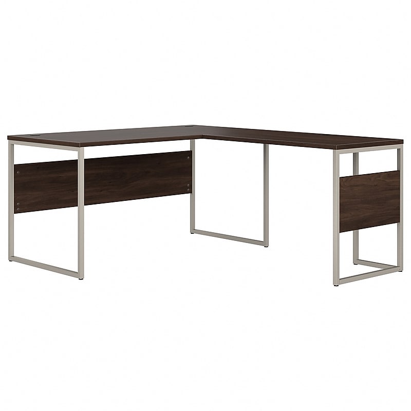Bush Business Furniture Hybrid 60"W L Shaped Table Desk with Metal Legs, Black Walnut (HYB027BW) image 1