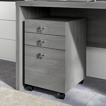 Office by kathy ireland® Echo 3-Drawer Vertical File Cabinet, Mobile, Letter, Modern Gray, 16" (KI60401-03)