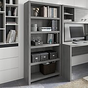 Office by kathy ireland® Echo 5-Shelf 66"H Bookcase, Modern Gray (KI60404-03)