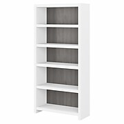 Office by kathy ireland® Echo 5-Shelf 66"H Bookcase, Pure White/Modern Gray (KI60504-03)