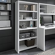 Office by kathy ireland® Echo 5-Shelf 66"H Bookcase, Pure White/Modern Gray (KI60504-03)