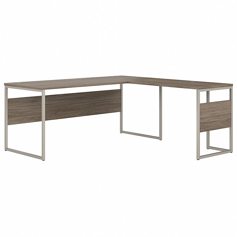 Bush Business Furniture Hybrid 72"W L Shaped Table Desk with Metal Legs, Modern Hickory (HYB026MH) image 1