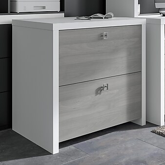 Office by kathy ireland® Echo 2-Drawer Lateral File Cabinet, Letter/Legal, Pure White/Modern Gray, 32" (KI60502-03)
