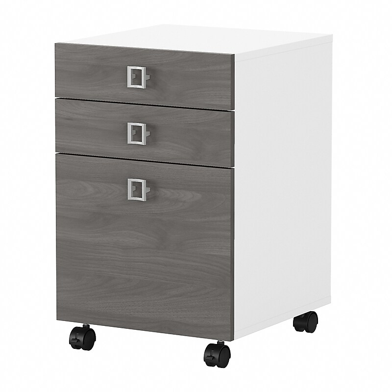 Bush Business Furniture Echo 3 Drawer Mobile File Cabinet, Pure White/Modern Gray (KI60501-03) image 1
