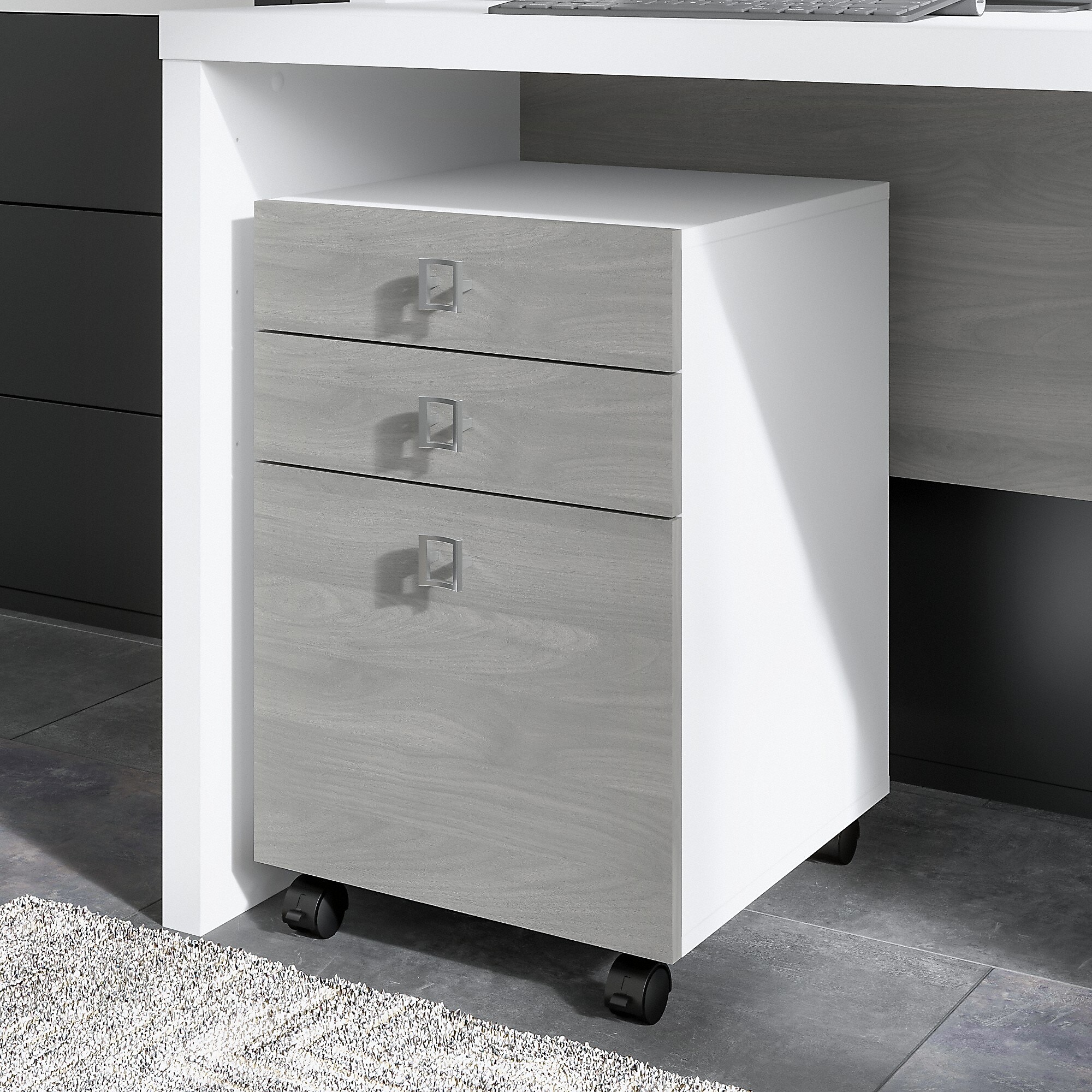 Bush Business Furniture Echo 3 Drawer Mobile File Cabinet, Pure White/Modern Gray (KI60501-03) Sansujyuku sansujyuku.com