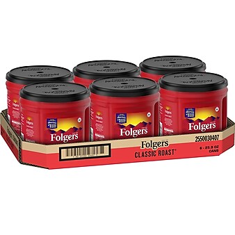 Folgers Classic Roast Ground Coffee, Medium Roast, 6/Carton (20421CT/2550030407CT)
