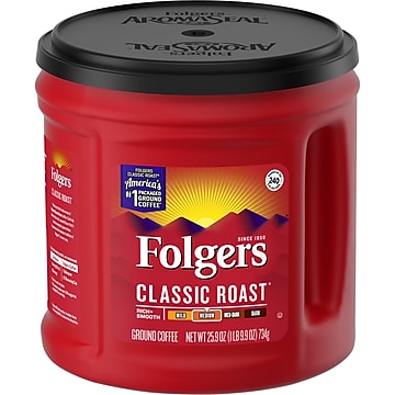 Folgers Classic Roast Ground Coffee, Medium Roast, 25.9 oz. Canister (SMU02042/2550030407)