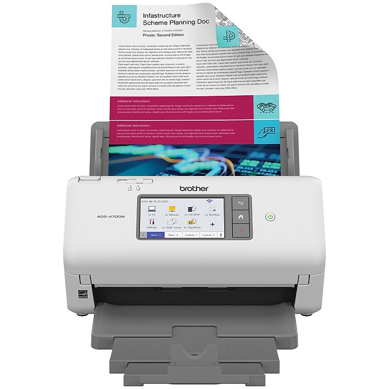 Brother ADS-4700W Duplex Document Scanner, White/Black image 1