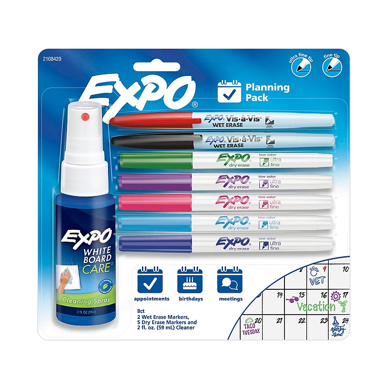 Expo Planning Pack Assorted Markers, Assorted Tips, Assorted Colors, 7/Pack (2108420) image 1