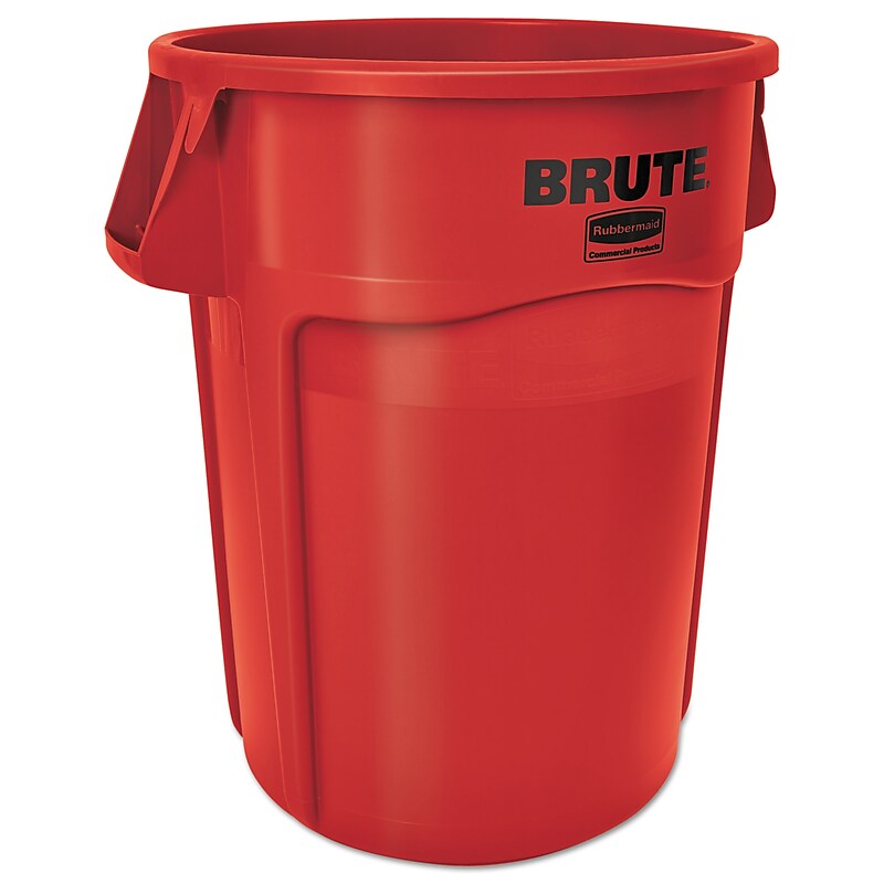 Rubbermaid® Commercial Brute Vented Trash Receptacle, Round, 44 gal, Red (FG264360RED) image 1