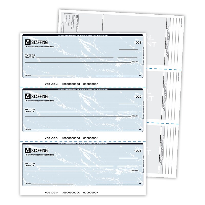 Blanks USA Kan't Kopy 8.5" x 11" Security Check On Top, 60 lbs., Blue, 1500 Sheets/Pack (SC450BL) image 1