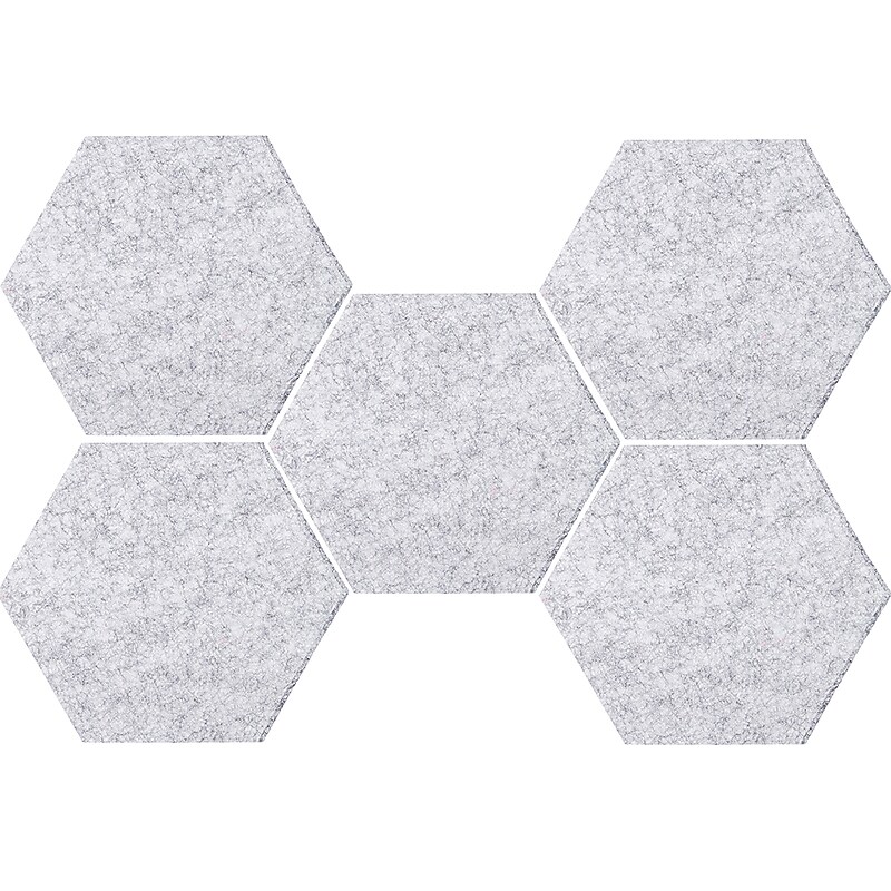 Versare SoundSorb Wall-Mounted Acoustic Hexagon, 12"H x 12"W, Marble Gray, 5/Pack (7825080) image 1